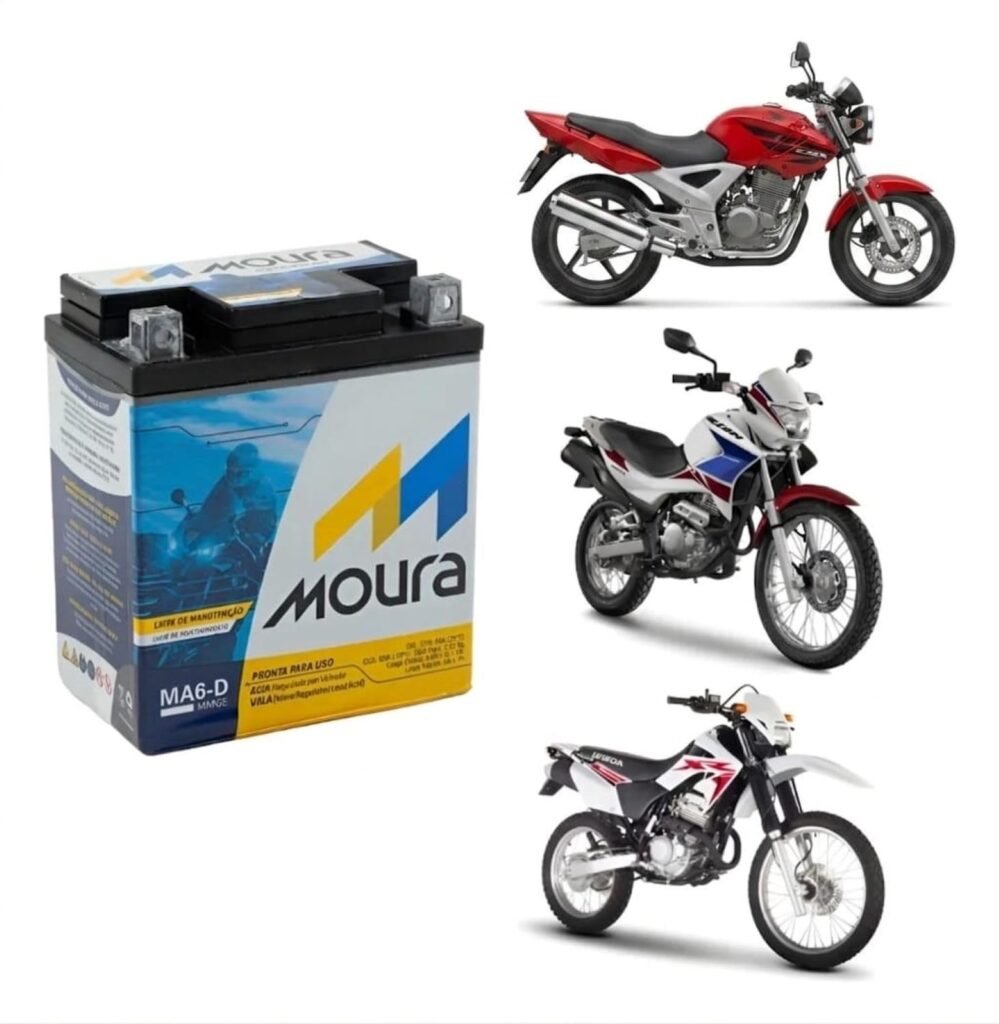 Bateria Moura 6Ah para Moto Twister, Falcon e Lander