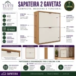 Sapateira com Portas Basculantes Vertical Armário para Quarto Sapato Sala Tênis Hall Entrada